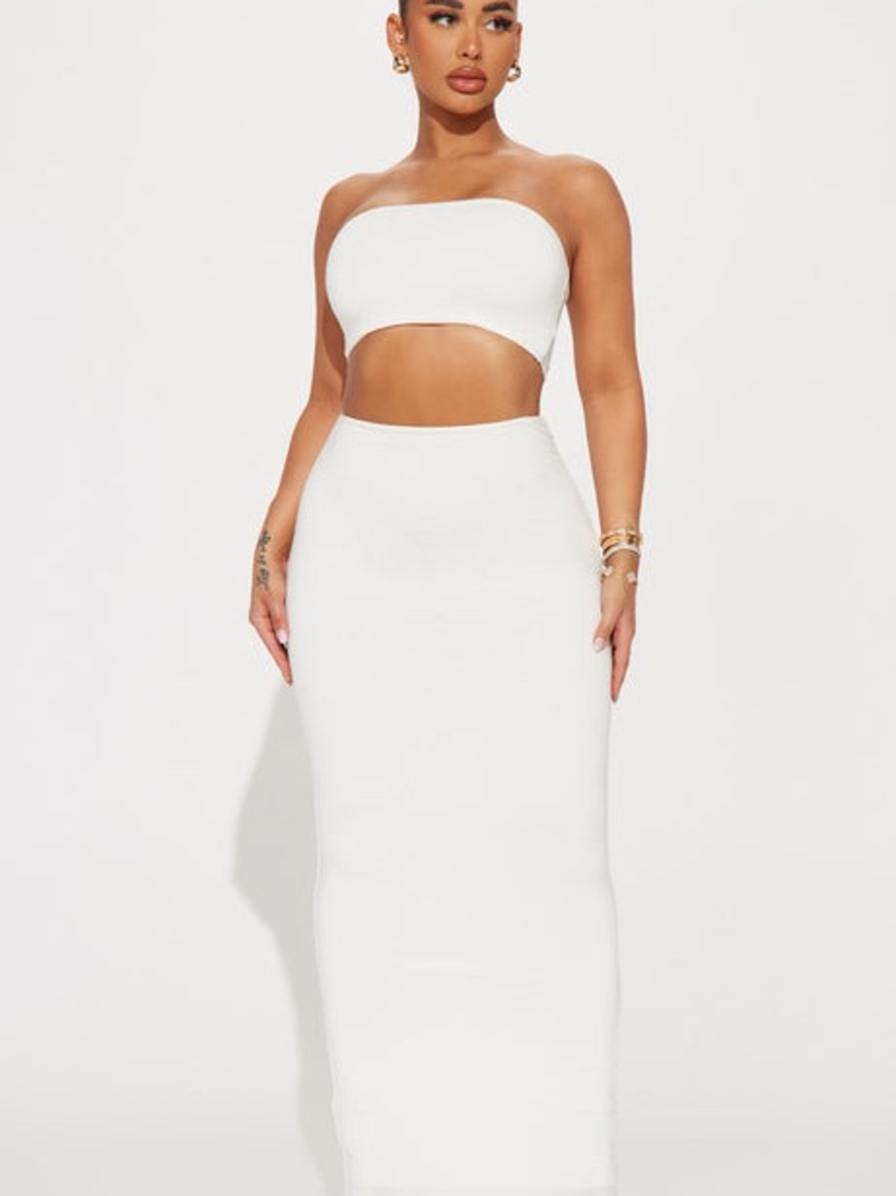 Fashion Nova Ivory Two-Piece Strapless Set